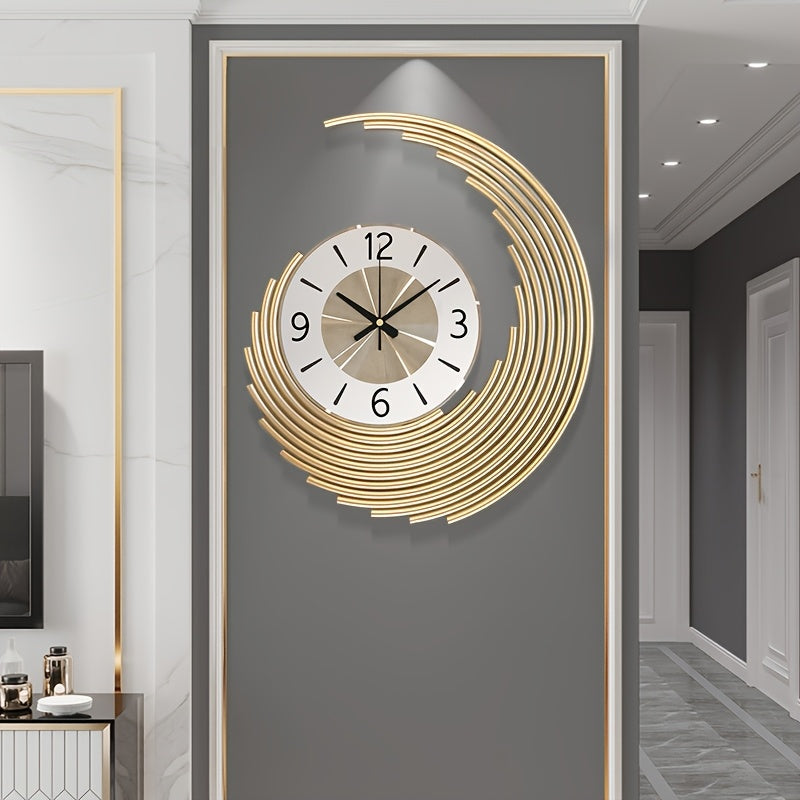 Reloj de Pared 3D de Metal Media Luna Silencioso de Cuarzo