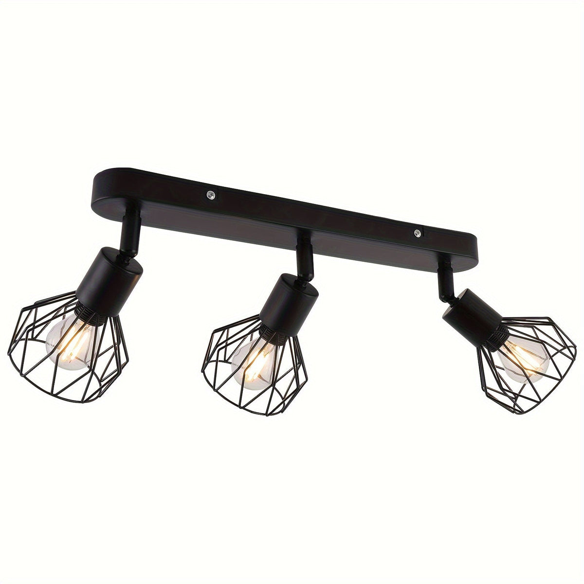 Foco de Techo Vintage de 3 Luces E14 Industrial Metal Negro