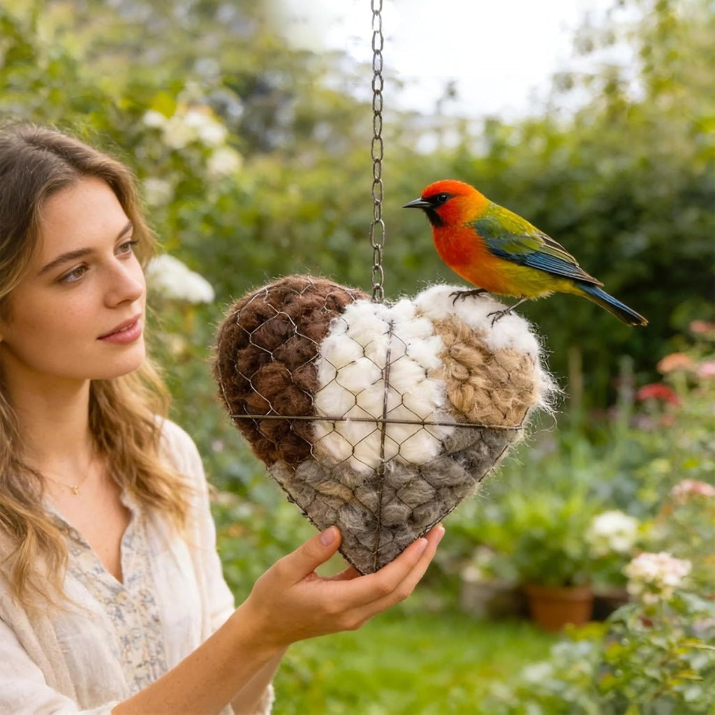 Material para Nidos de Pájaros Natural en Forma de Corazón