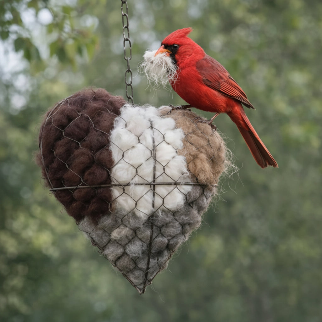 Material para Nidos de Pájaros Natural en Forma de Corazón