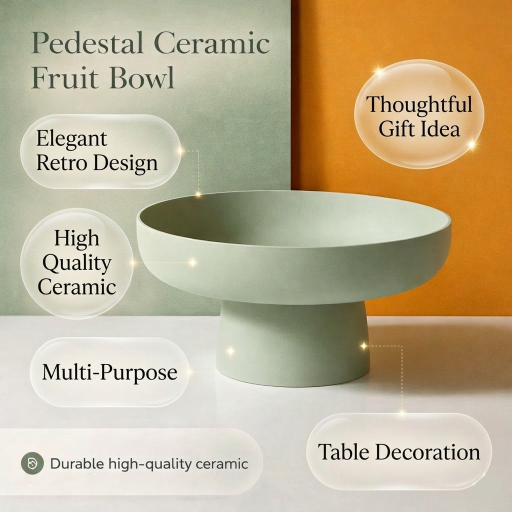 Frutero de Cerámica Retro con Base para Cocina y Mesa