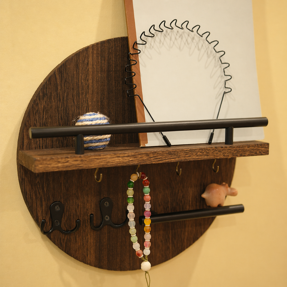 Organizador de Llaves Redondo de Madera para Pared Elegante