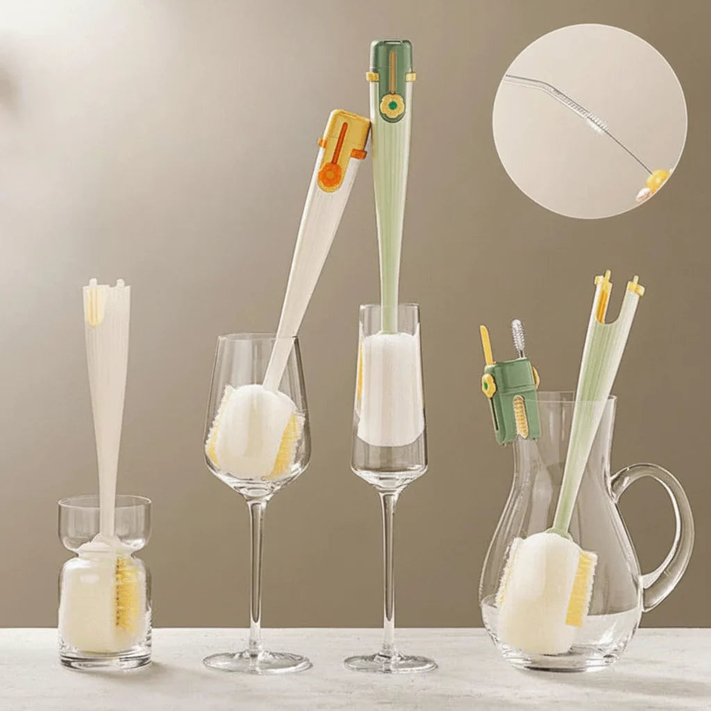 Cepillo Limpiabotellas 5 en 1 para Vasos, Tazas y Pajitas