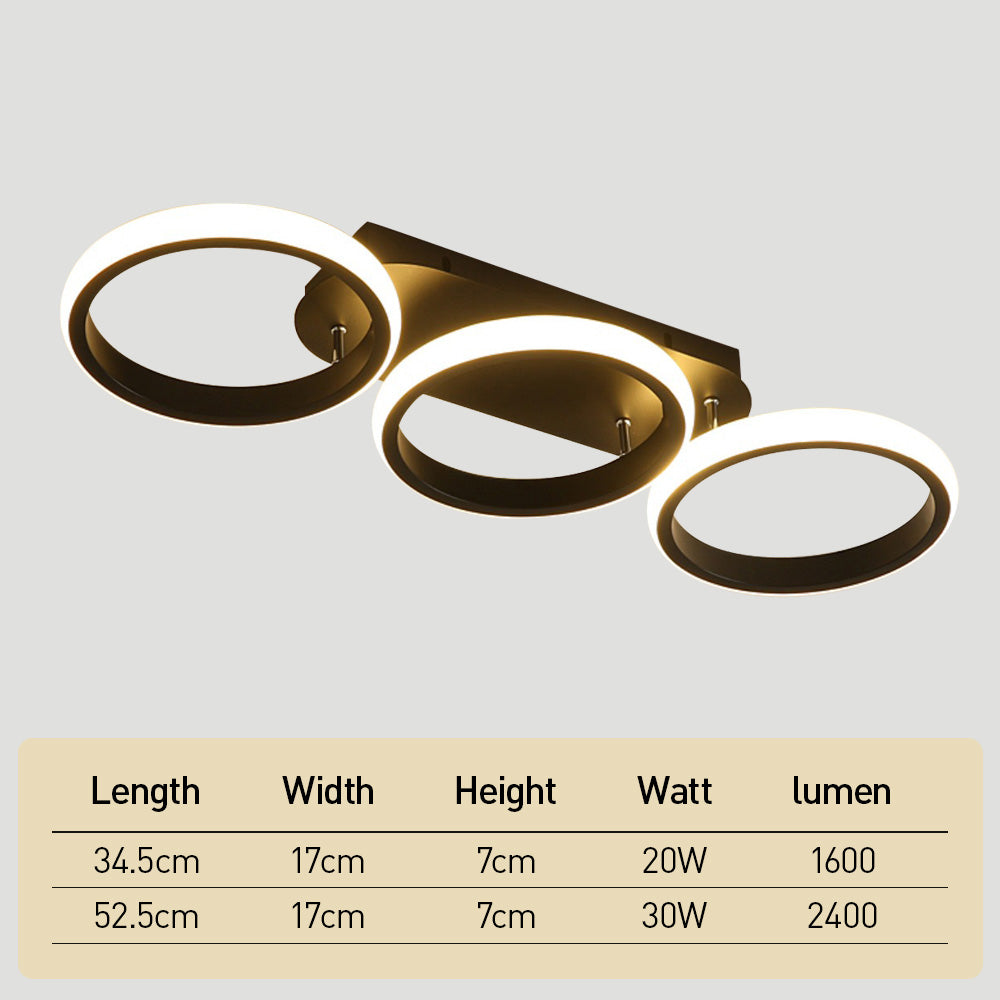 Plafón LED Halo de Aros Circulares Minimalista 2 o 3 Luces