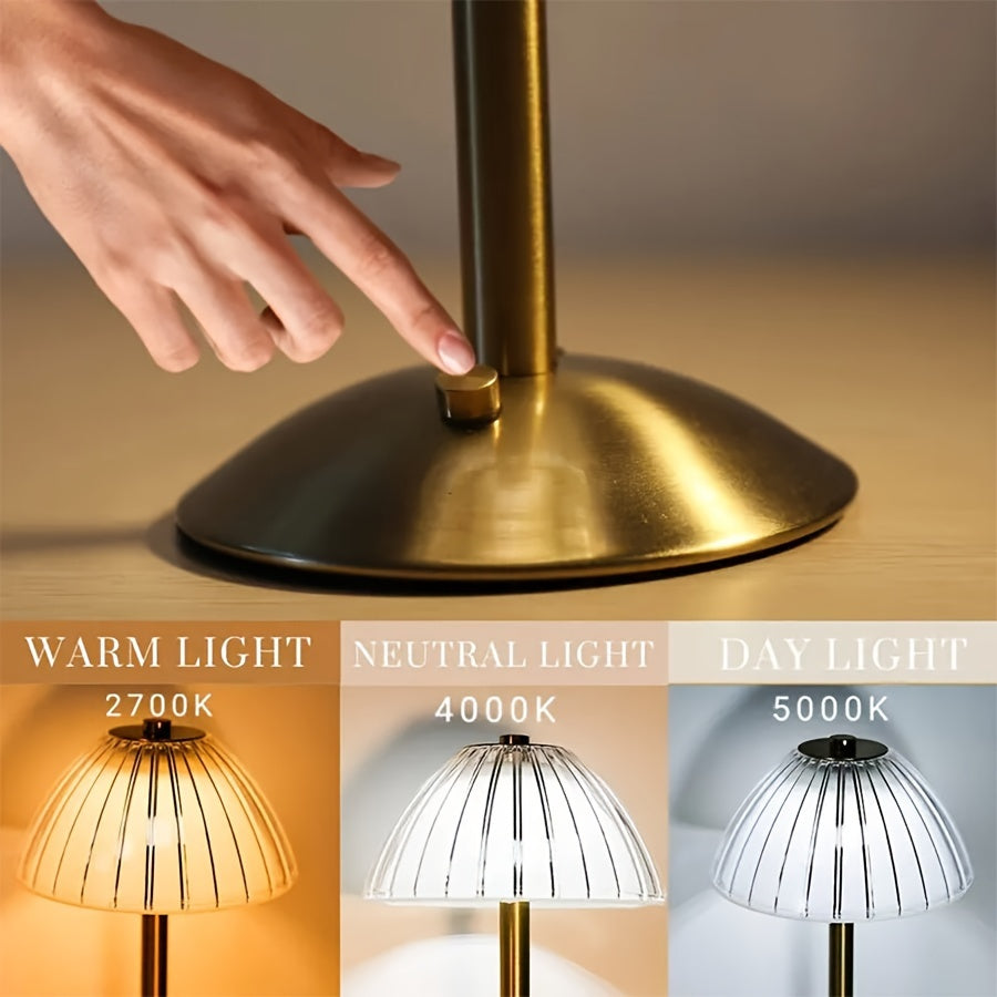 Lámpara de Mesa Toque Dorado LED Regulable Recargable USB