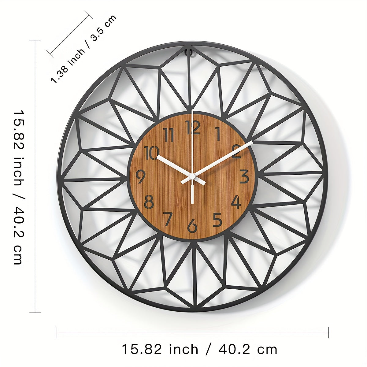 Reloj de Pared Moderno de Metal Negro con Centro de Madera