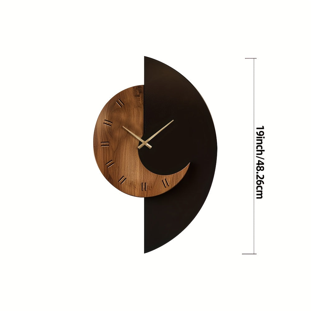 Reloj de Pared de Madera en Forma de Media Luna Silencioso