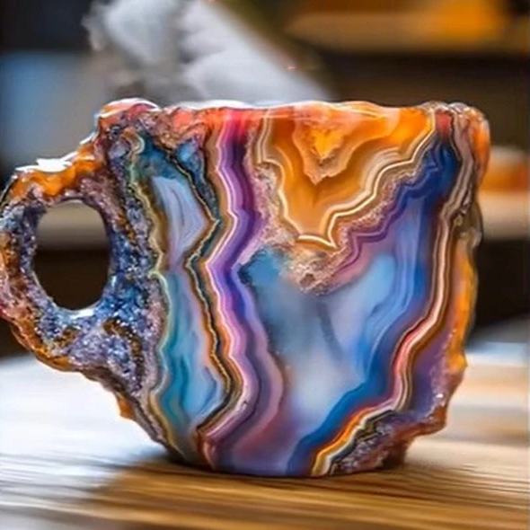 Taza Geoda de Colores para Café y Té, Diseño Mineral Único