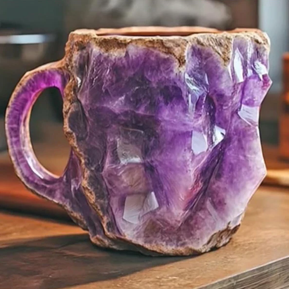 Taza Geoda de Colores para Café y Té, Diseño Mineral Único