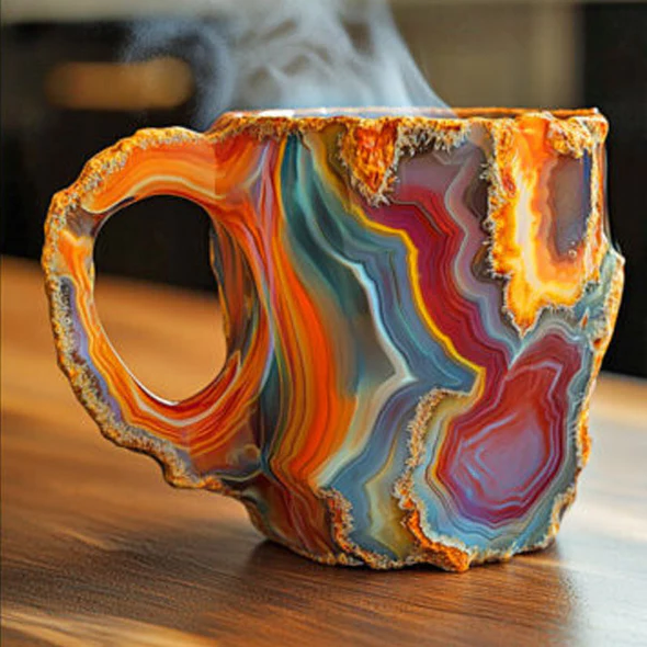 Taza Geoda de Colores para Café y Té, Diseño Mineral Único