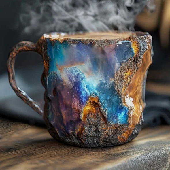 Taza Geoda de Colores para Café y Té, Diseño Mineral Único