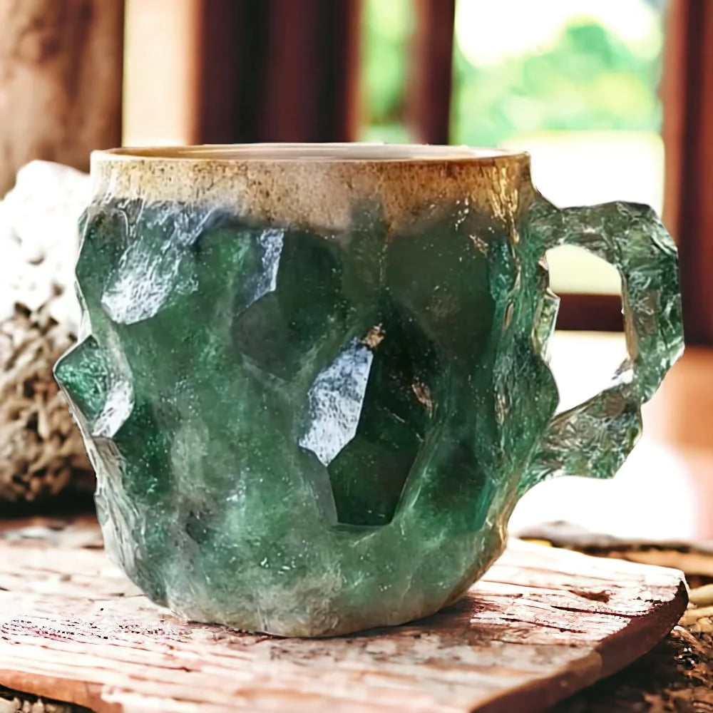 Taza Geoda de Colores para Café y Té, Diseño Mineral Único