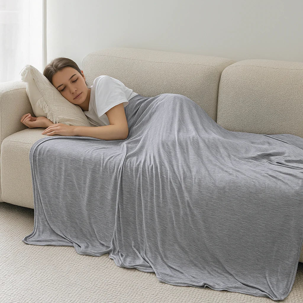 Manta Refrescante de Verano para Dormir Ligera, Azul o Gris
