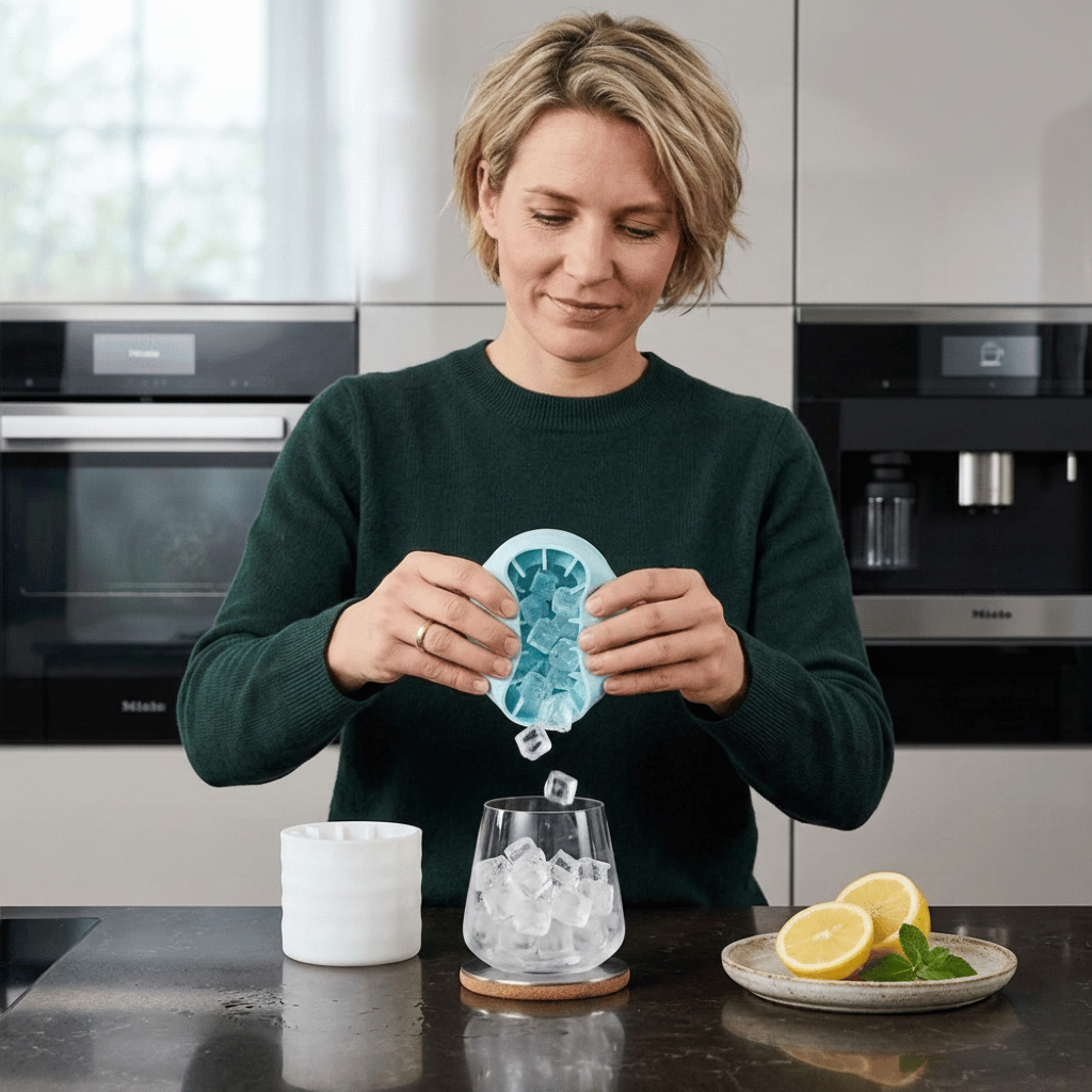 Cubitera de Silicona Apilable con Tapa, Moldes de Hielo