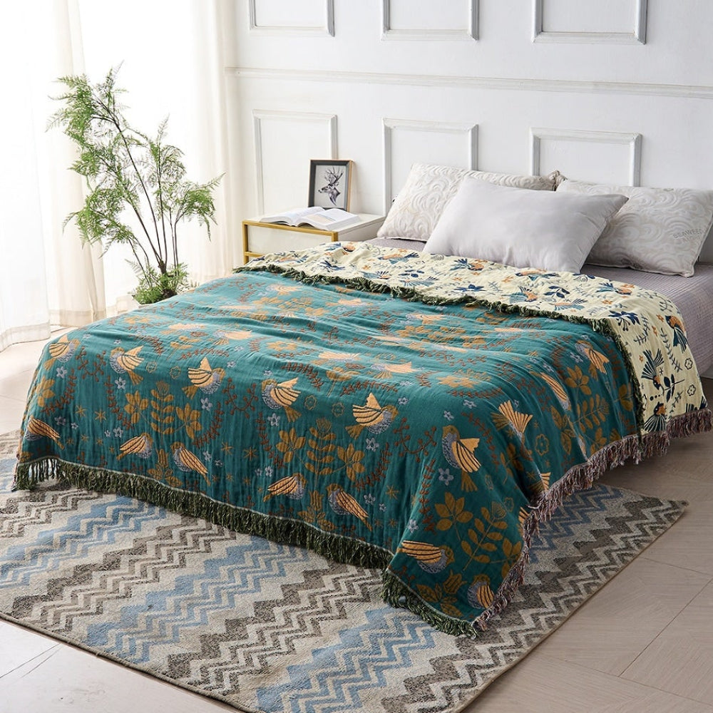 Manta Reversible Boho Fresca y Decorativa para Sofá y Cama