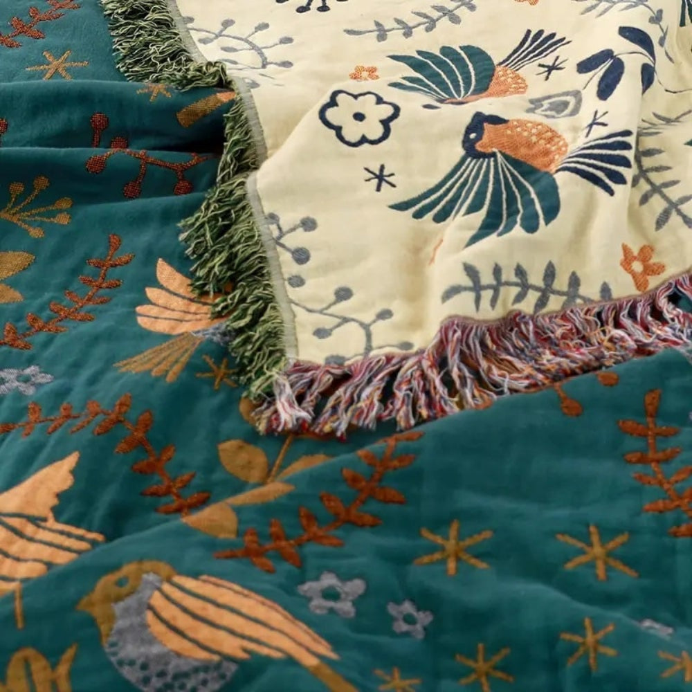 Manta Reversible Boho Fresca y Decorativa para Sofá y Cama