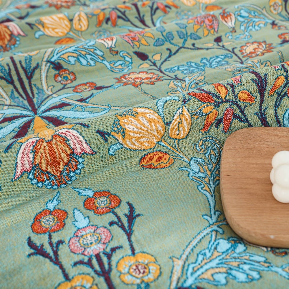 Colcha Reversible de Algodón Tejida Suave con Diseño Floral