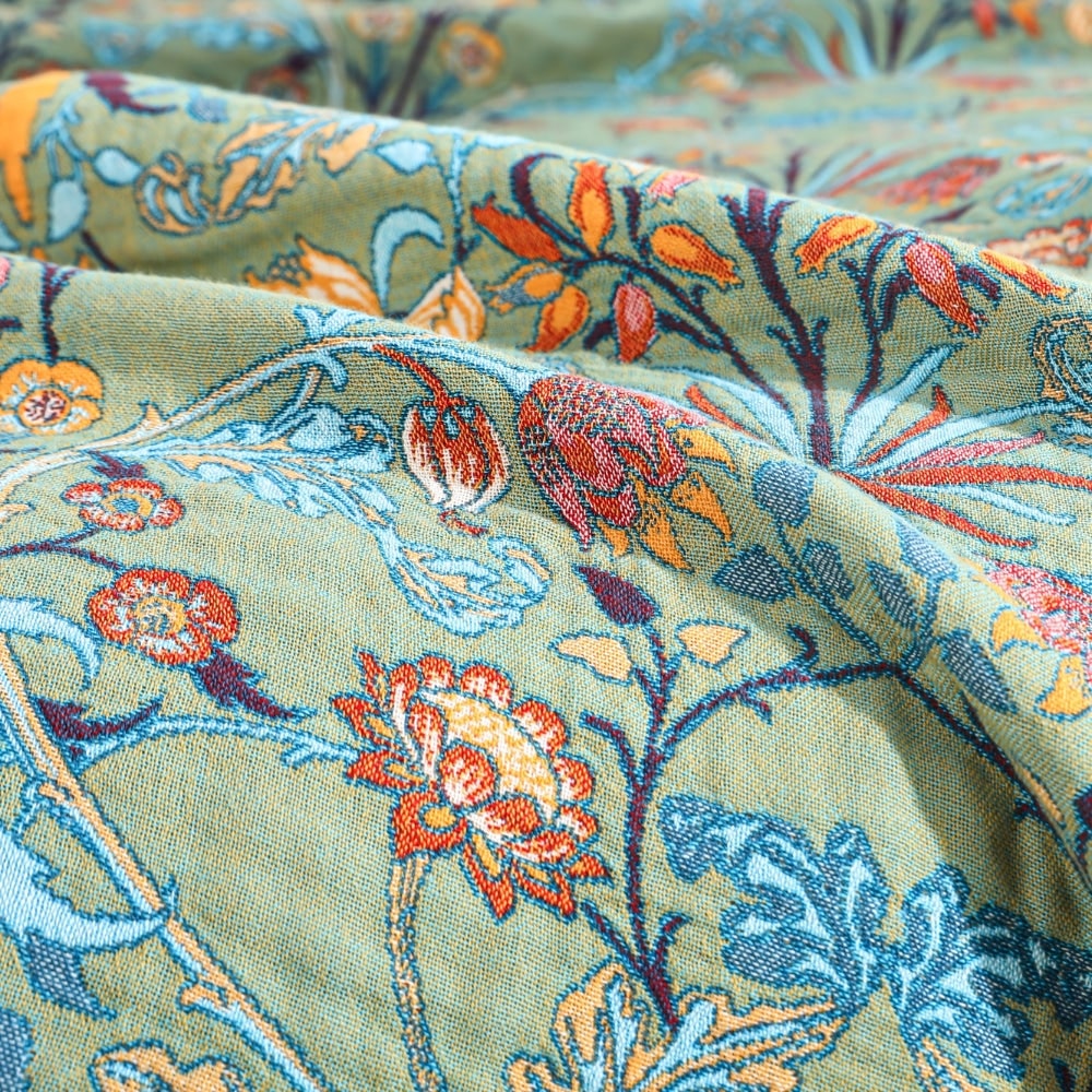 Colcha Reversible de Algodón Tejida Suave con Diseño Floral
