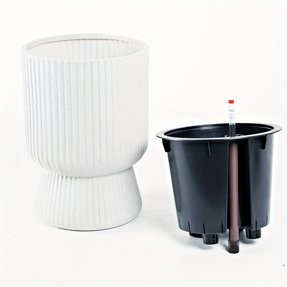 Maceta de Autorriego Blanca Copa con Indicador de Agua