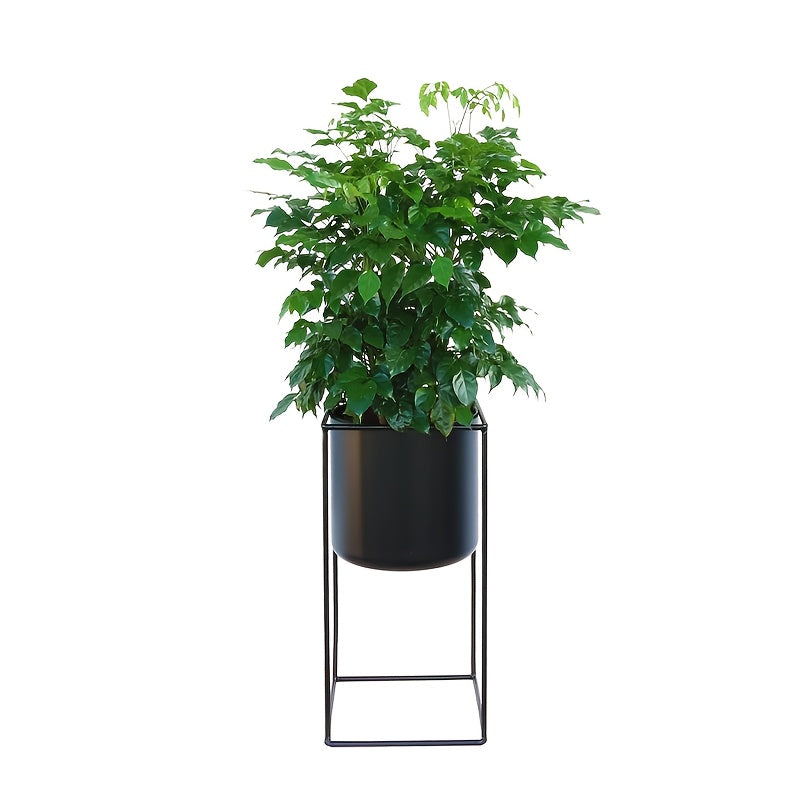 Soporte para Plantas de Interior de Metal Negro Rectangular