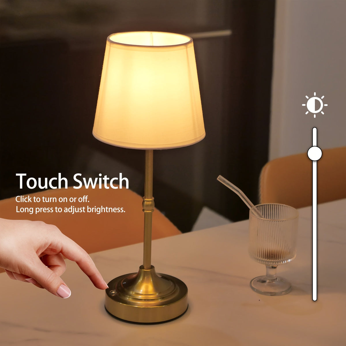 Lámpara de Mesa Inalámbrica Regulable Recargable por USB