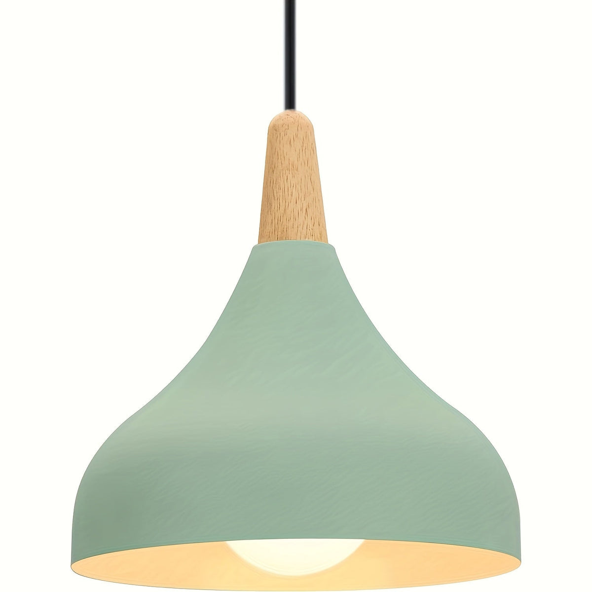 Lámpara Colgante en Forma de Gota de Metal y Madera