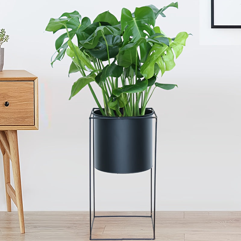 Soporte para Plantas de Interior de Metal Negro Rectangular