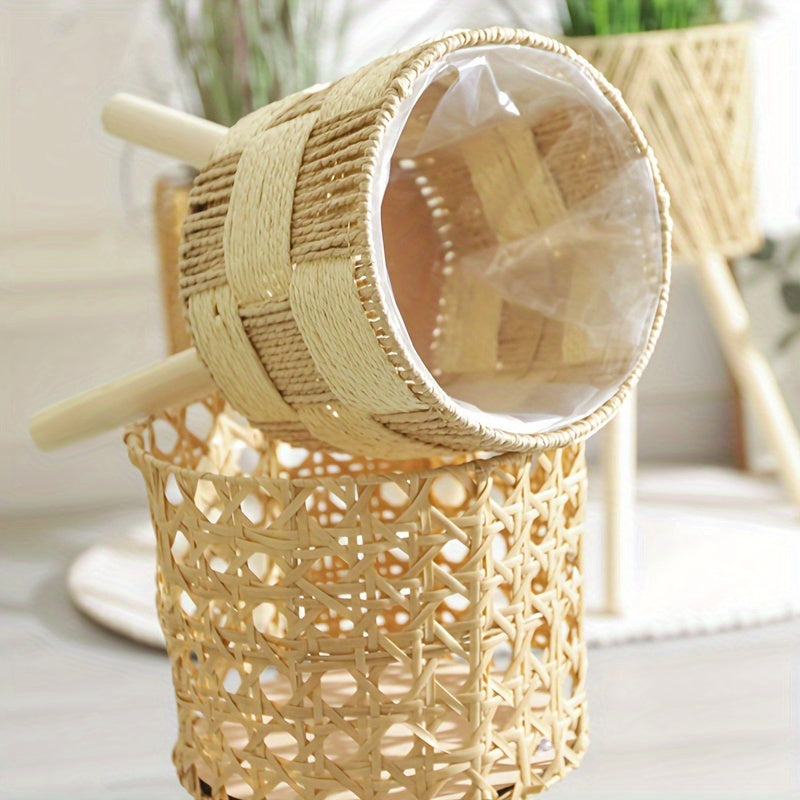 Soporte para Plantas de Bambú Tejido Boho Patas de Madera