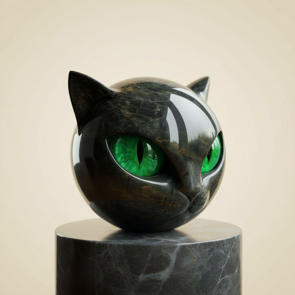 Escultura Decorativa de Cabeza de Gato Brillante, 5 Colores
