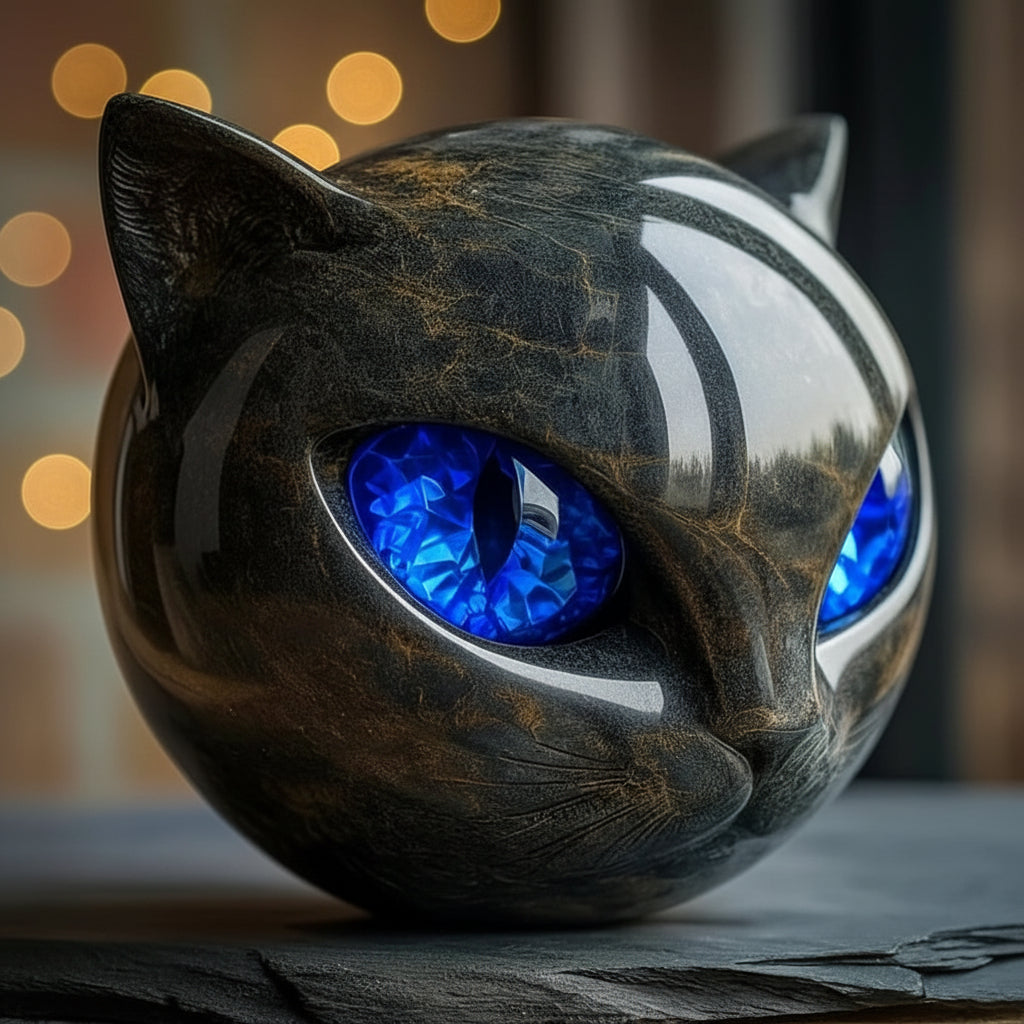Escultura Decorativa de Cabeza de Gato Brillante, 5 Colores