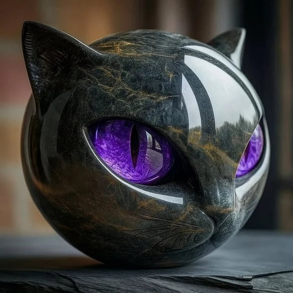 Escultura Decorativa de Cabeza de Gato Brillante, 5 Colores