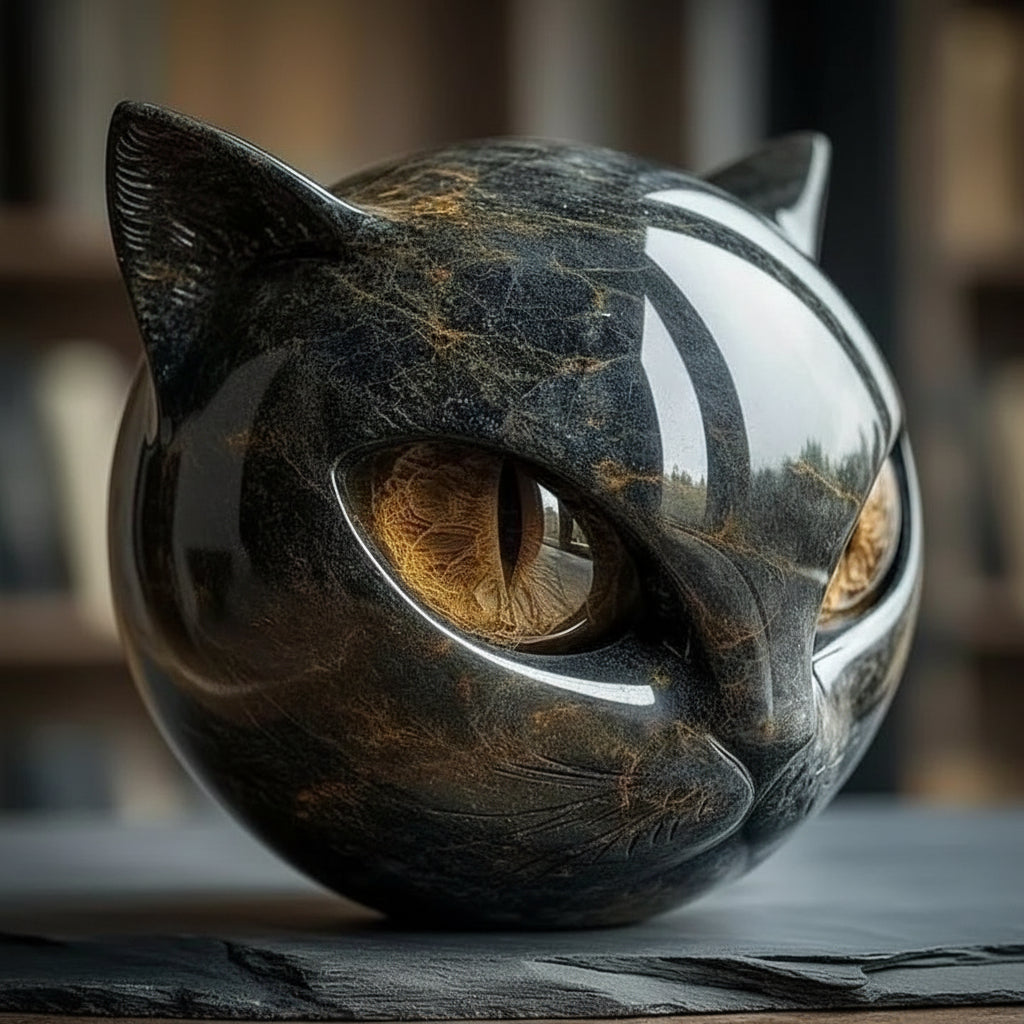 Escultura Decorativa de Cabeza de Gato Brillante, 5 Colores