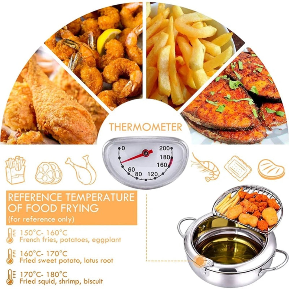 Freidora de Acero Inoxidable con Termómetro para Freír