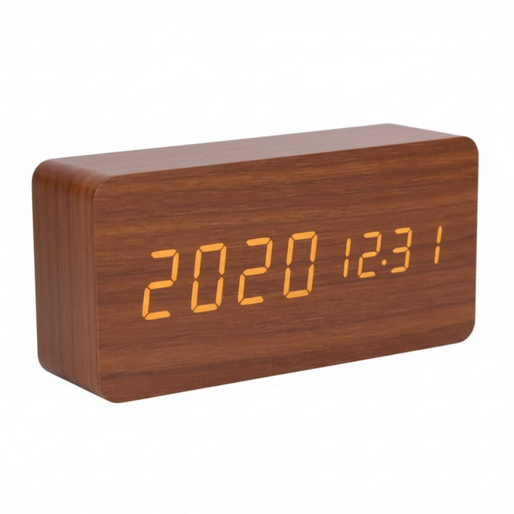 Despertador Digital de Madera Moderno con Pantalla LED