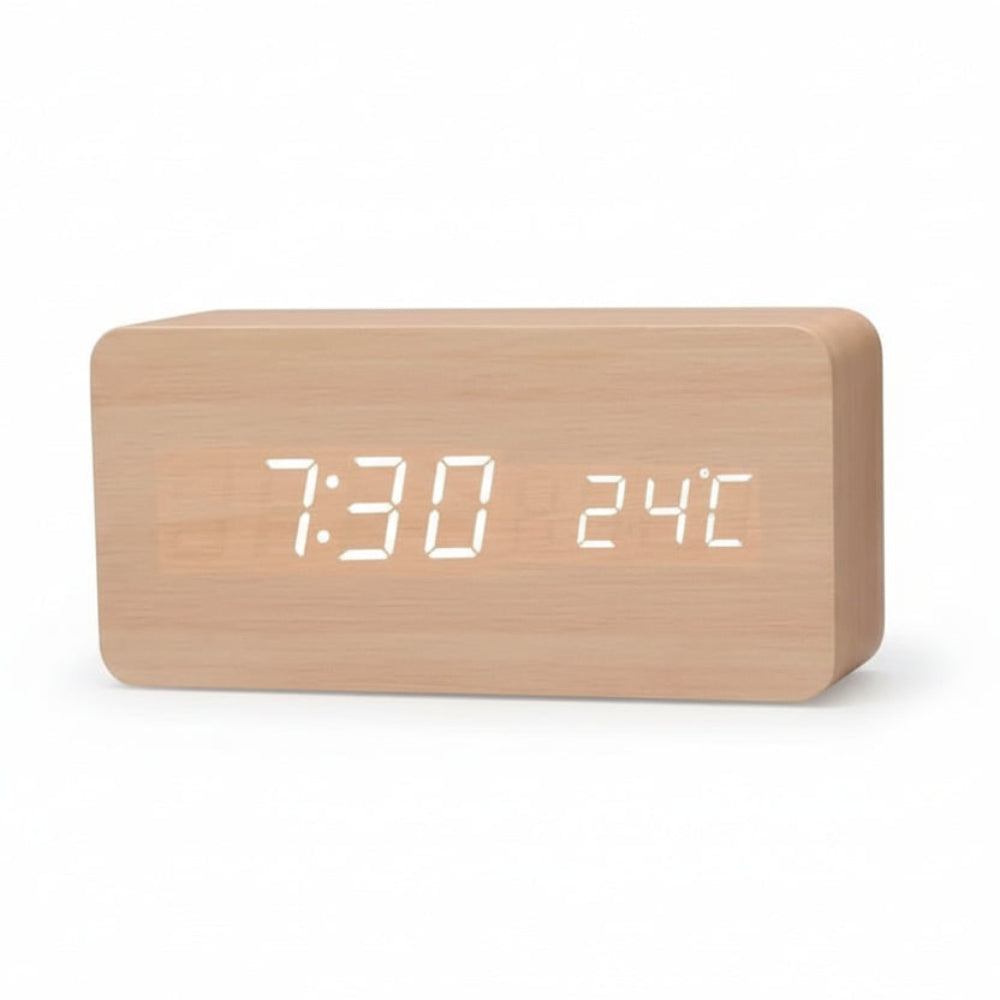 Despertador Digital de Madera Moderno con Pantalla LED