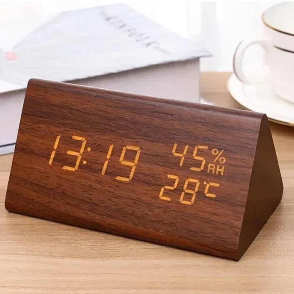 Despertador Digital de Madera Moderno con Pantalla LED