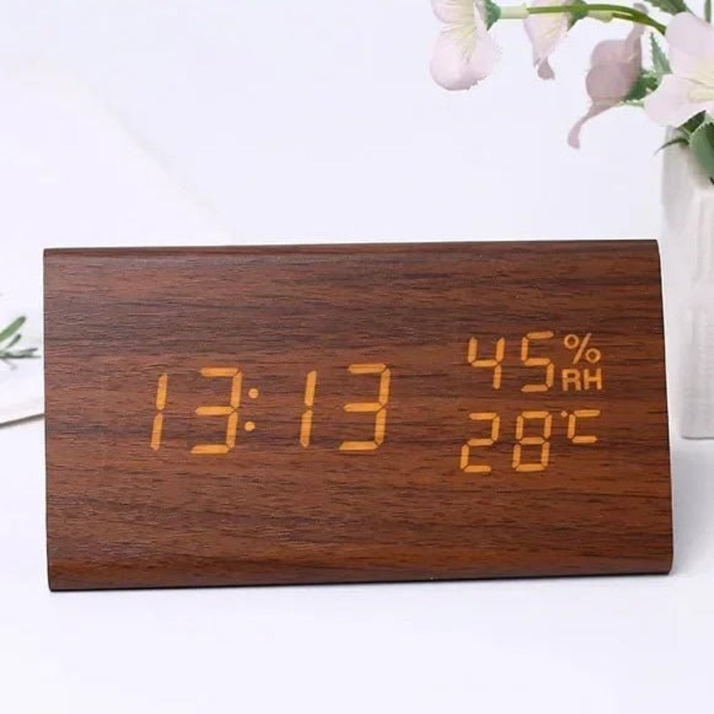 Despertador Digital de Madera Moderno con Pantalla LED