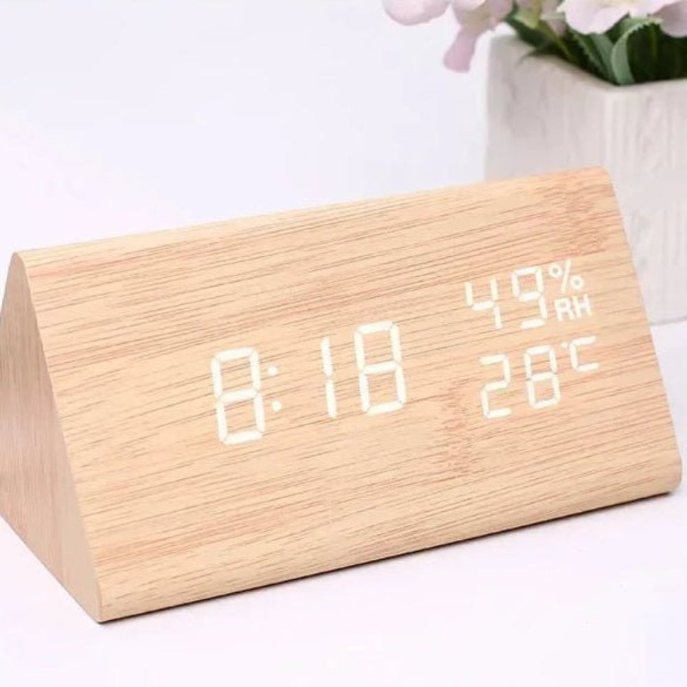 Despertador Digital de Madera Moderno con Pantalla LED