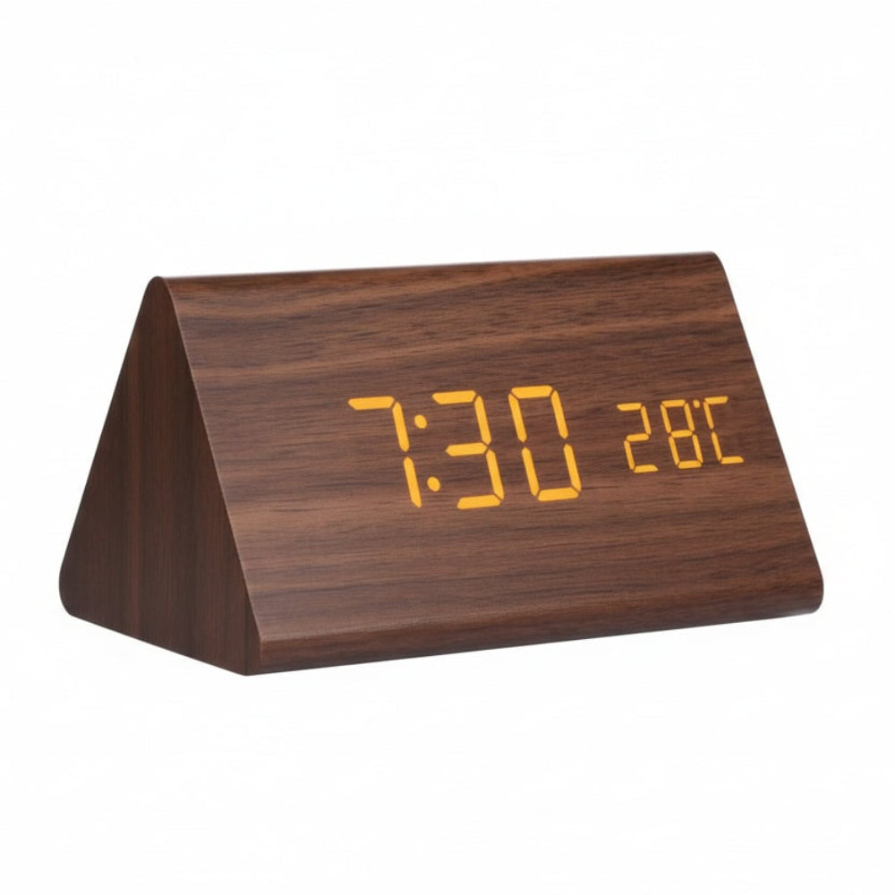 Despertador Digital de Madera Moderno con Pantalla LED