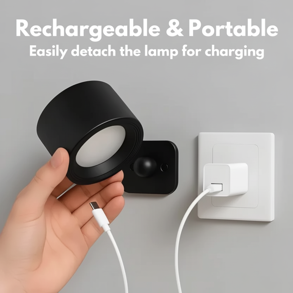 Aplique LED Recargable Magnético Ajustable Sin Cables