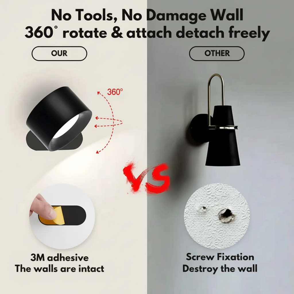 Aplique LED Recargable Magnético Ajustable Sin Cables
