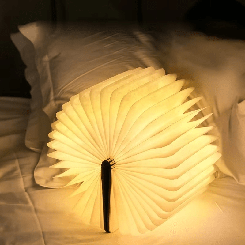 Lumibook Lámpara Libro Plegable 360° Recargable de Madera
