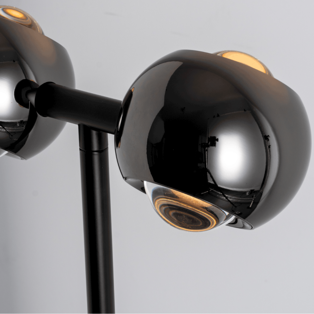 Lámpara de Pie de Dos Focos con Arco Ajustable, Negro Cromo