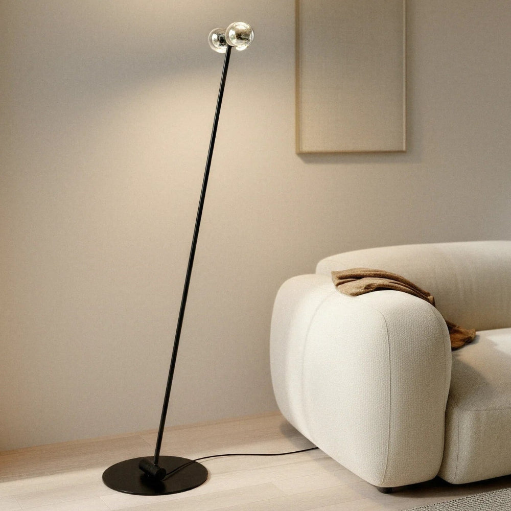 Lámpara de Pie de Dos Focos con Arco Ajustable, Negro Cromo
