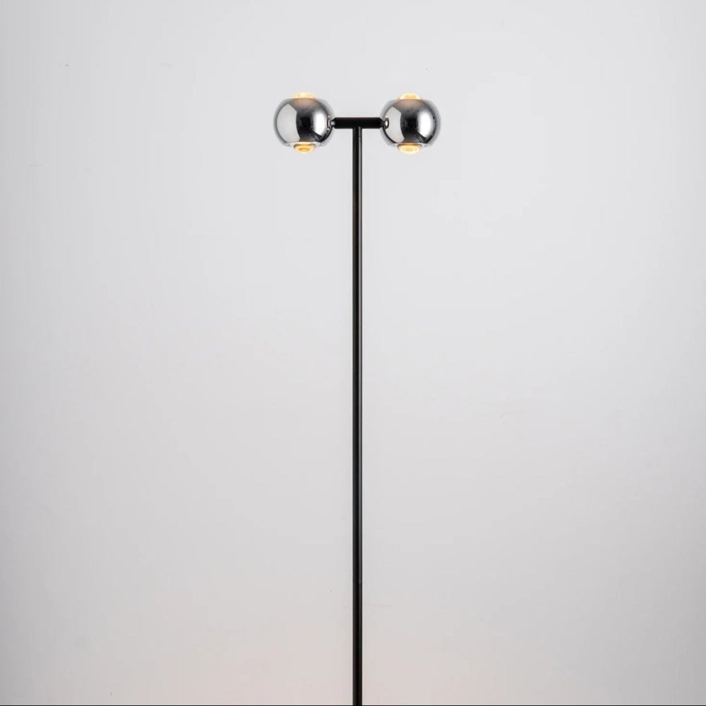 Lámpara de Pie de Dos Focos con Arco Ajustable, Negro Cromo