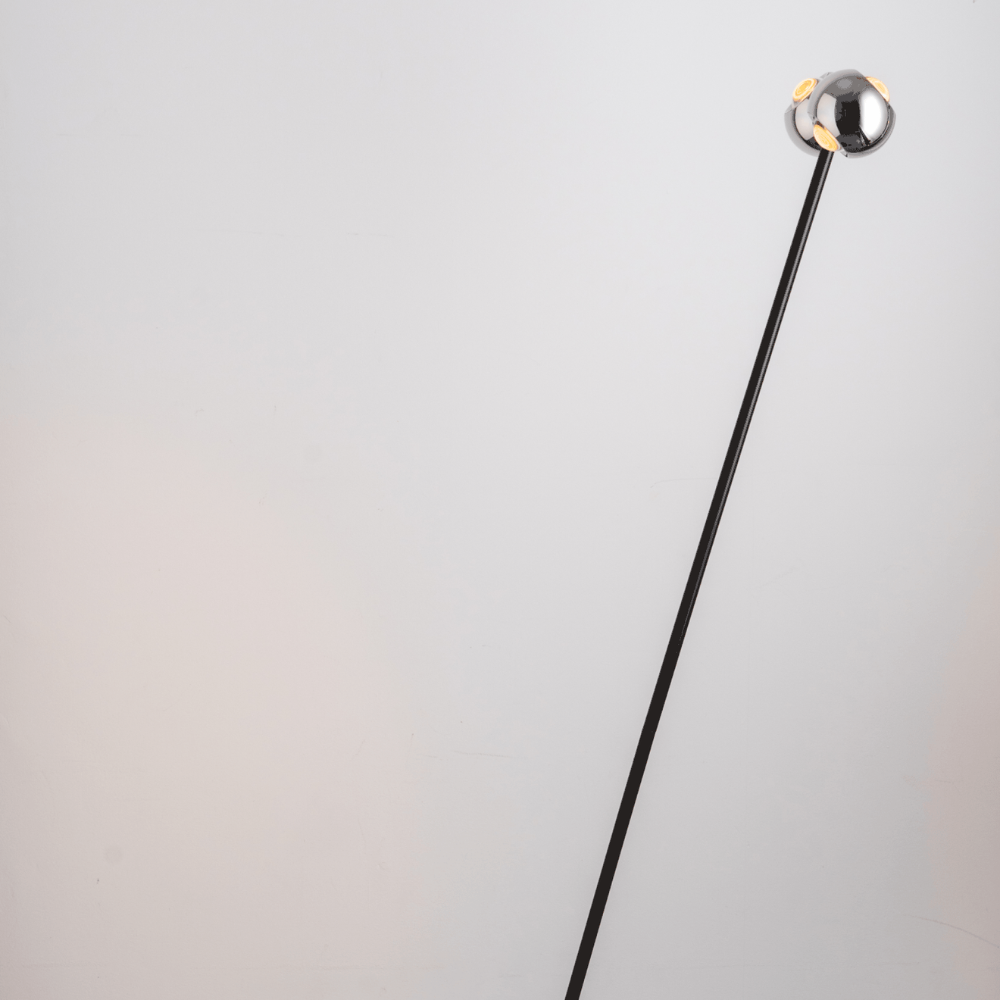 Lámpara de Pie de Dos Focos con Arco Ajustable, Negro Cromo