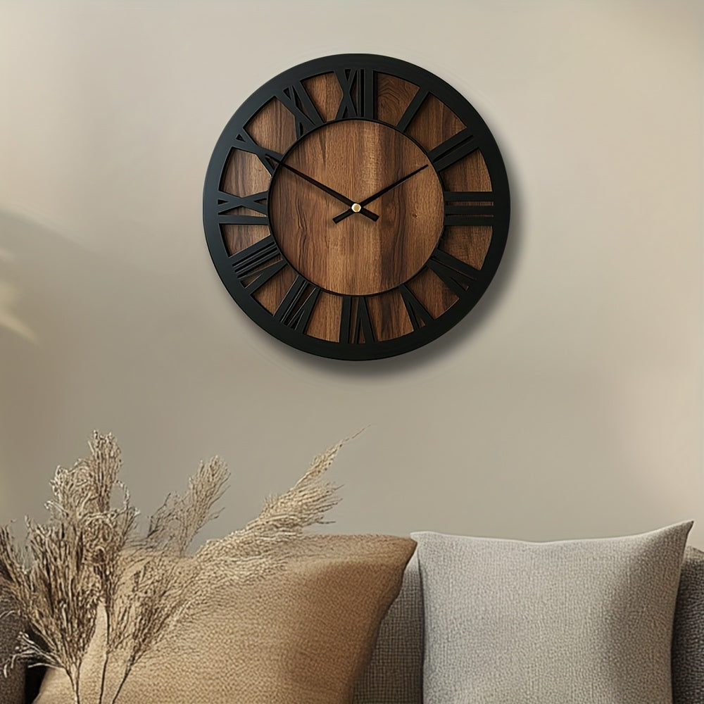 Reloj de Pared Vintage de Madera con Números Romanos