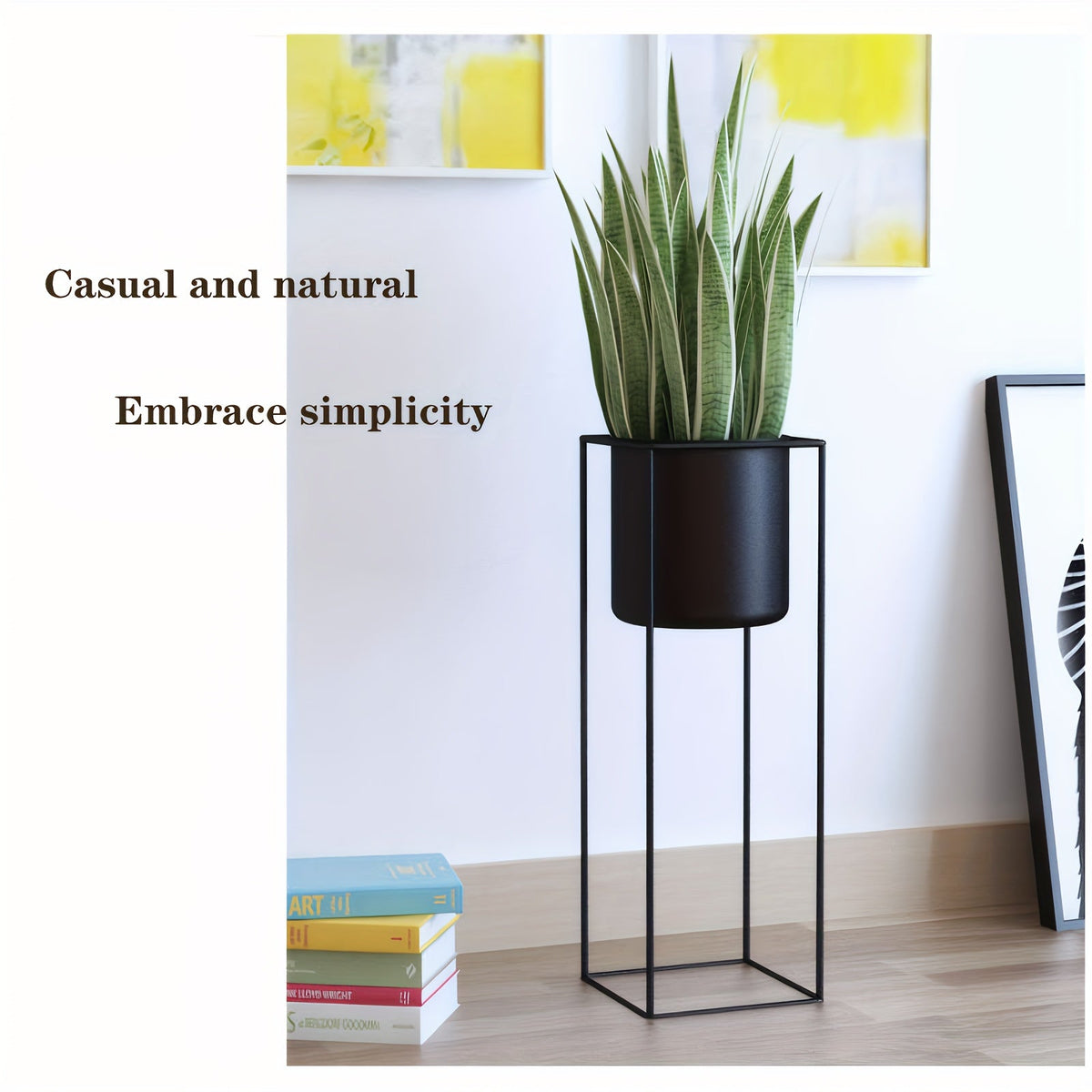 Soporte para Plantas de Interior de Metal Negro Rectangular