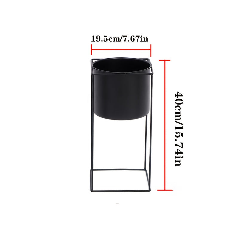 Soporte para Plantas de Interior de Metal Negro Rectangular