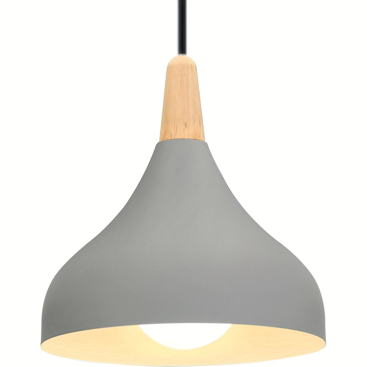 Lámpara Colgante en Forma de Gota de Metal y Madera
